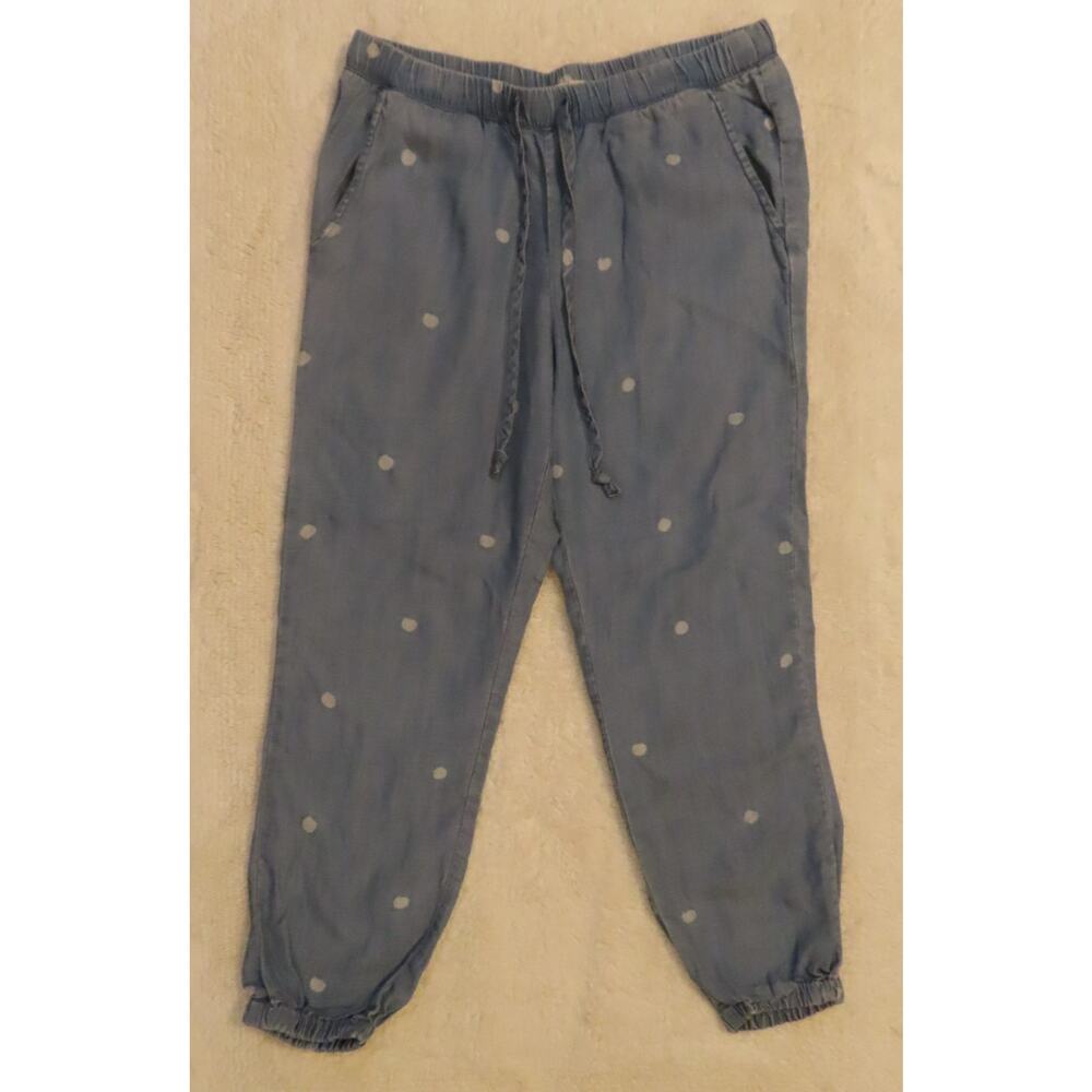 Cloth & Stone Anthropologie Chambray Polka Dot Jogger Pants Drawstring S Small